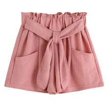 Штаны для девочек; Одноцветный с бантом; шорты с карманами на талии для летних YH-17