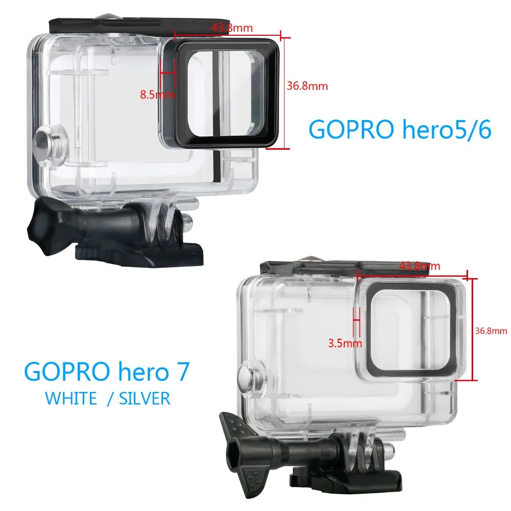 Для Gopro водонепроницаемый корпус Дайвинг 45 м защитный+ красный подводный фильтр для Gopro Hero 7 серебристо-белый Go Pro Аксессуары