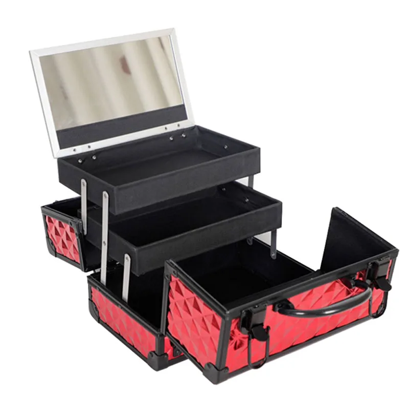 Профессиональная коробка для макияжа из алюминиевого сплава, органайзер, косметический чехол для путешествий, лак для ногтей, коробка для хранения ювелирных изделий, косметическая организация