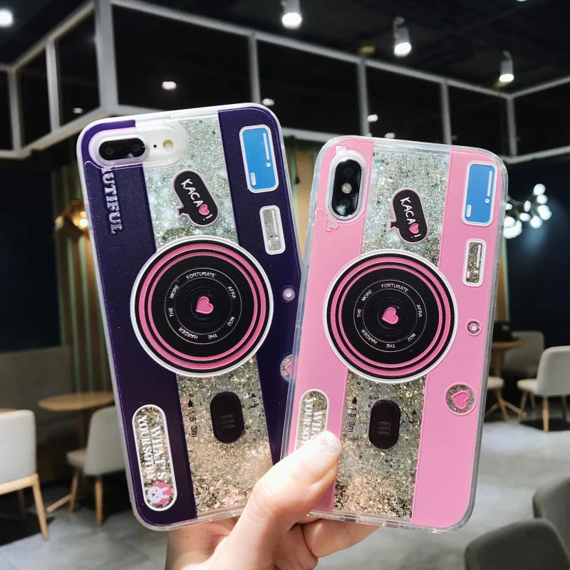 

Liquid Case For Samsung Galaxy S7 S8 S9 Plus A8 A6 Plus 2018 J3 J5 J7 2017 EU 2016 A5 20 Note 9 Retro camera Soft Silicone Cover