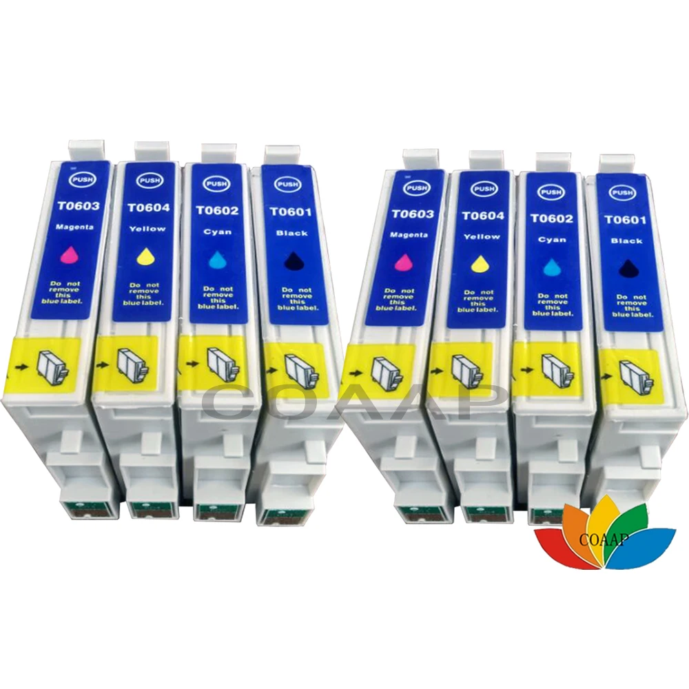 Чернила 8pk T0601BK T0602C T0603M T0604Y для совместимых Epson Stylus CX3800 CX3810 CX4200 CX4800 CX5800F CX7800 |