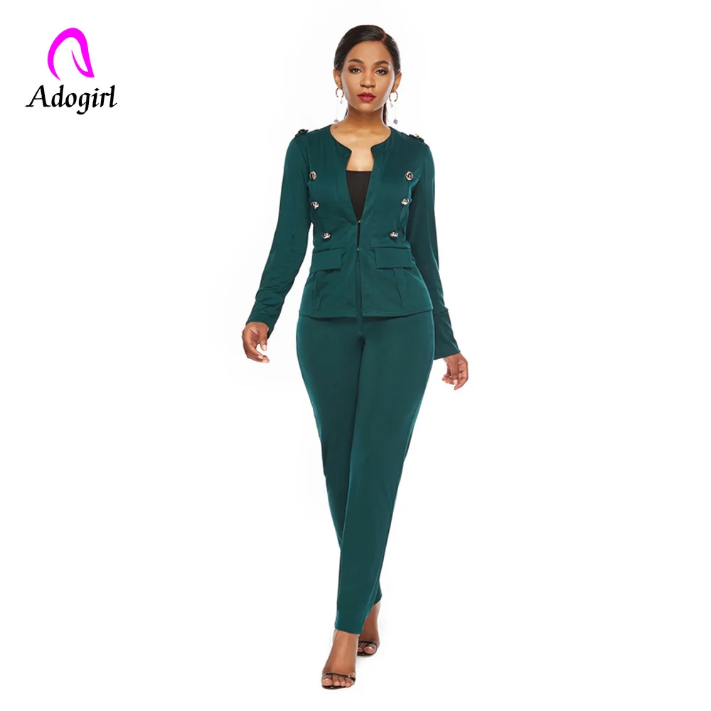 

Adogirl Women Suit Black Casual Blazer & High Waist Pant Office Lady Notched Jacket Pant Suits Korean Femme 2 Pieces Set Outfits