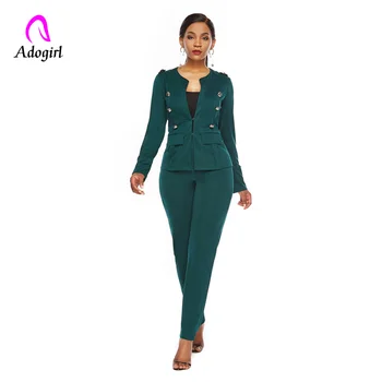 

Adogirl Women Suit Black Casual Blazer & High Waist Pant Office Lady Notched Jacket Pant Suits Korean Femme 2 Pieces Set Outfits