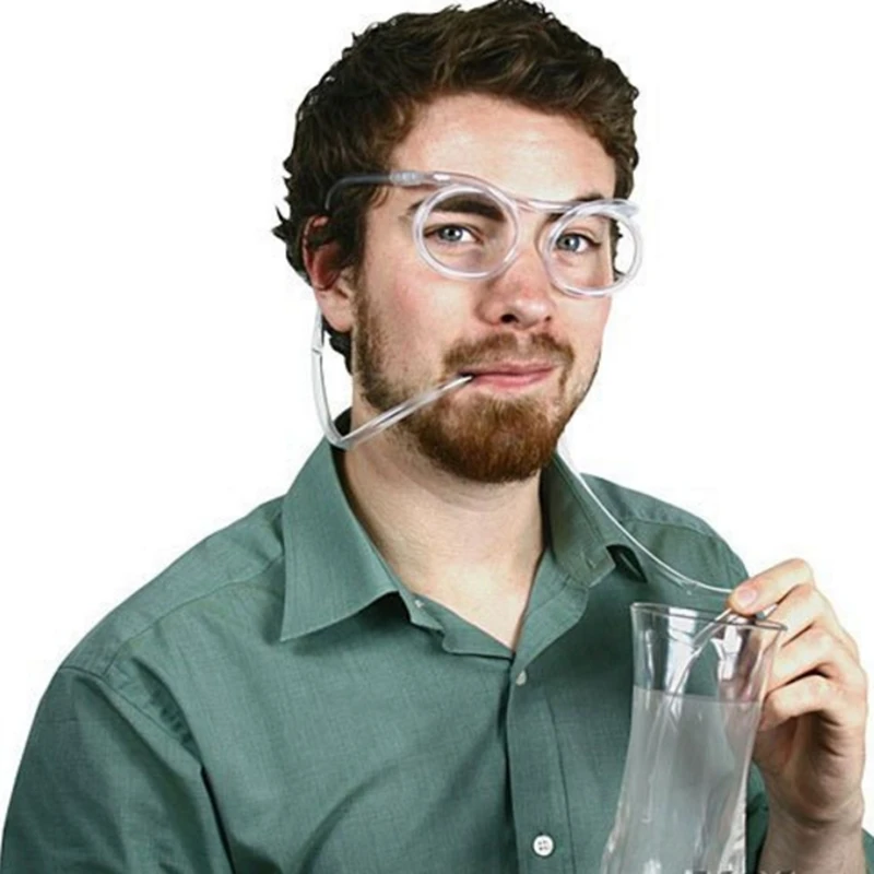 Fun soft plastic straw funny glasses flexible drinking toys party joke
