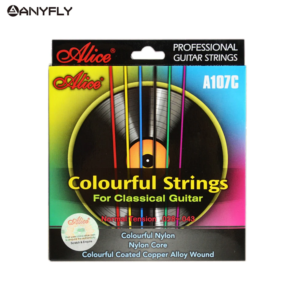 Alice A107C de Guitarra clásica cuerdas de Nylon colorido colorida aleación de cobre recubierto herida clásica Guitarra cuerdas
