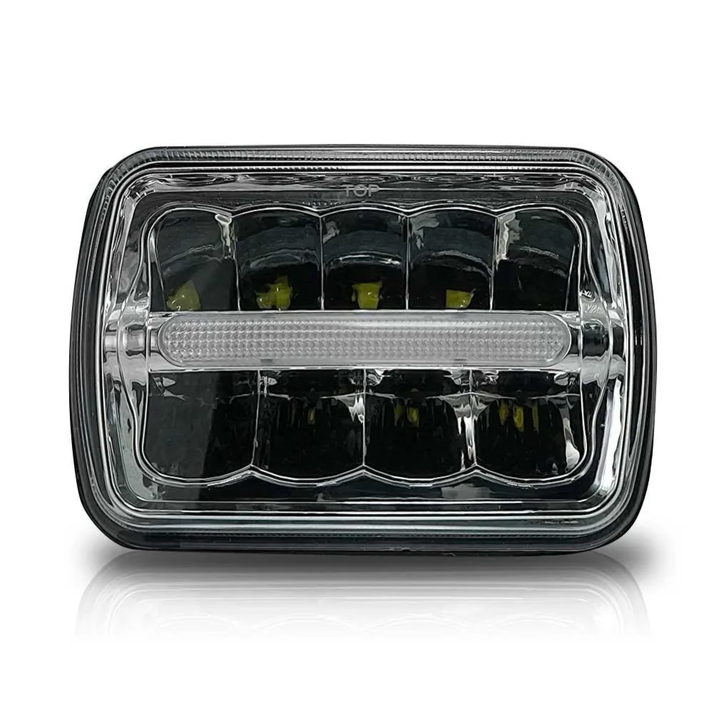 Квадратные Светодиодные фары 7x6 5x7 хромированные Сменные для мотоцикла 7 дюймов