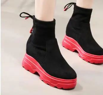 

2018 new platform shoes, versatile waterproof platform, Martin boots, elastic women's boots