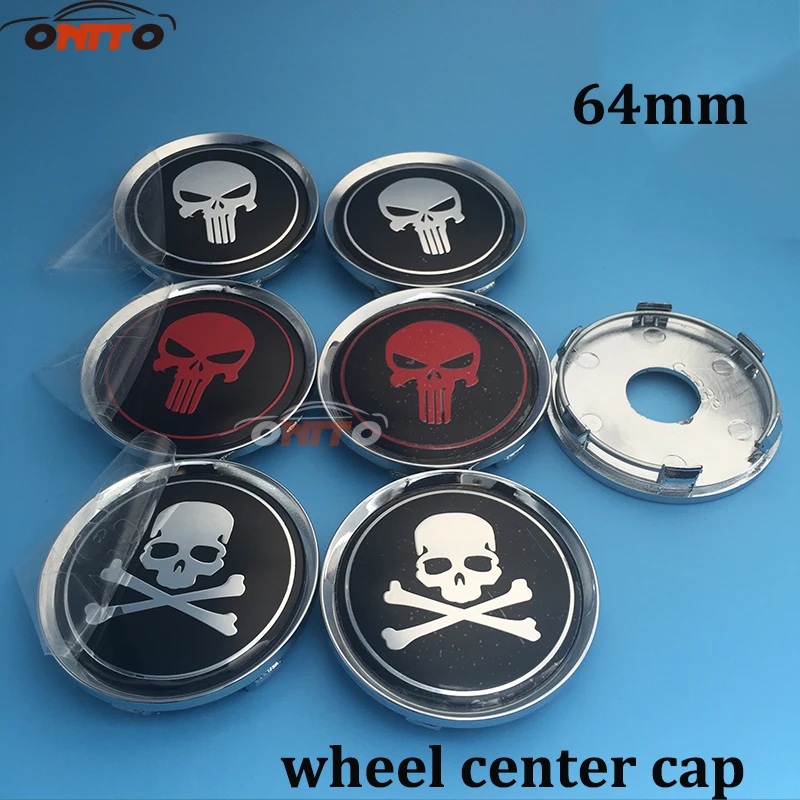 

4pcs/lot 64mm Chrome Wheel Center Cap Hub Caps Rims Cover Car Badge Case for skull emblem car wheel center cap