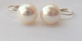 

ry00881 stunning big 12mm round white freshwater cultured pearls earrings silver