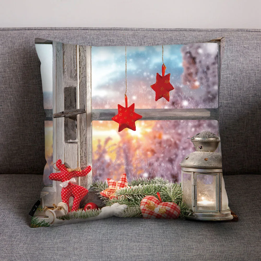 Наволочка для подушки с рождественским принтом, чехол для подушки из полиэстера для дивана и автомобиля, наволочка для домашнего декора - Цвет: D