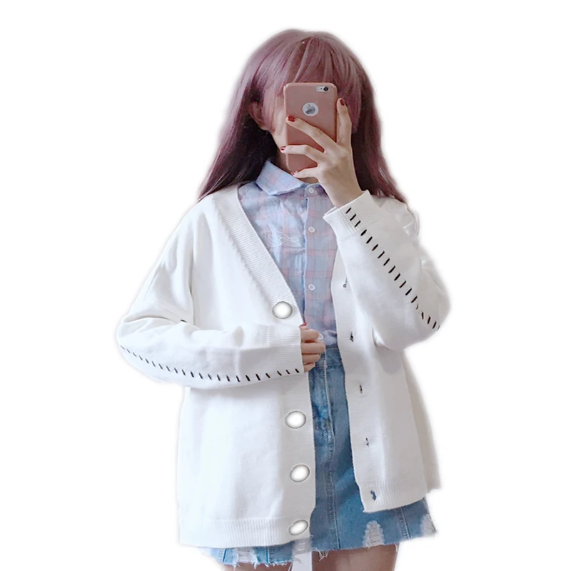 2017 New Arrival Casual Fashion Women Autumn Winter V-neck Sweater Button Cardigans White Orange Color |