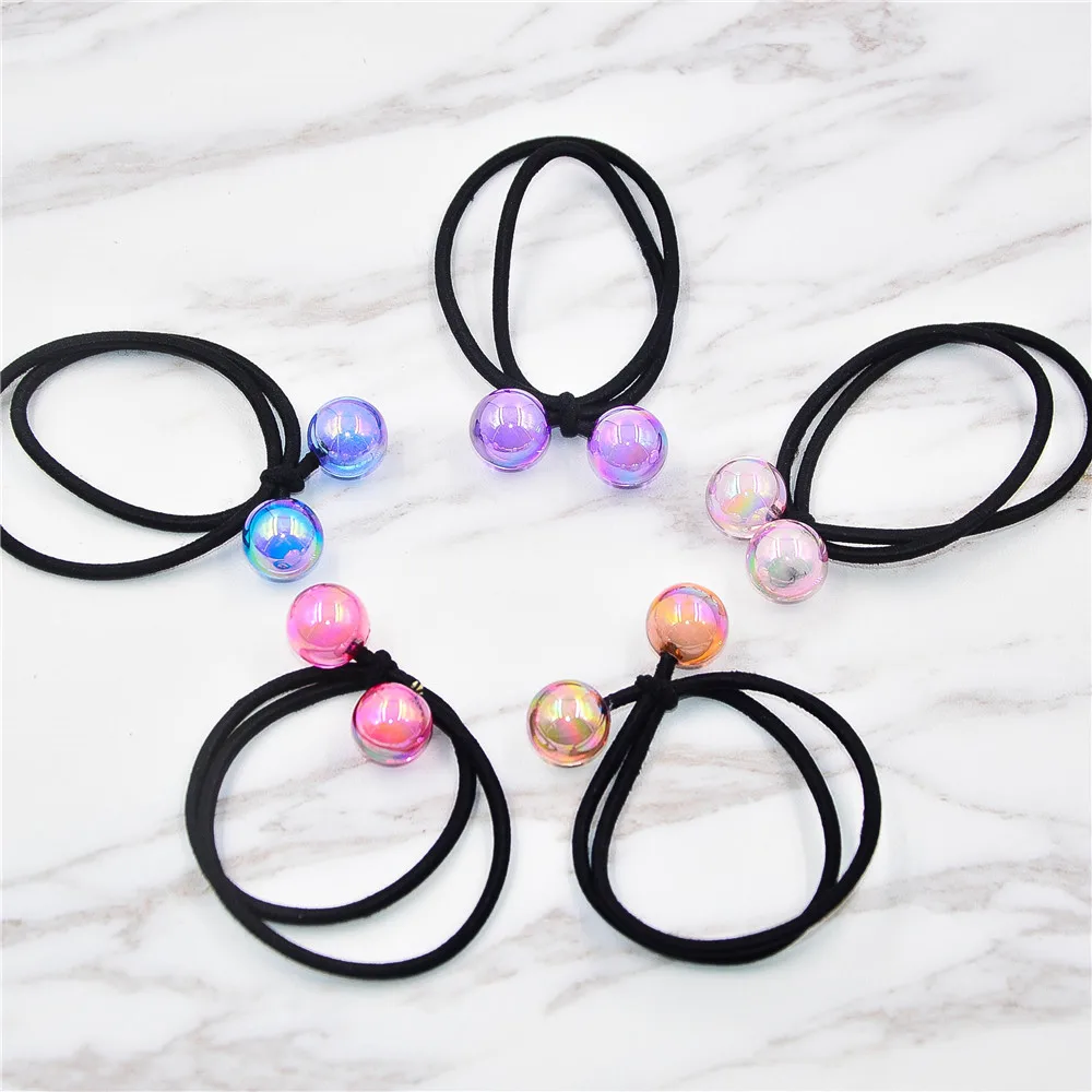 Pack of 5 Colorful Cute Elastic ball Hair Ties for Kids and GIrls Hair
