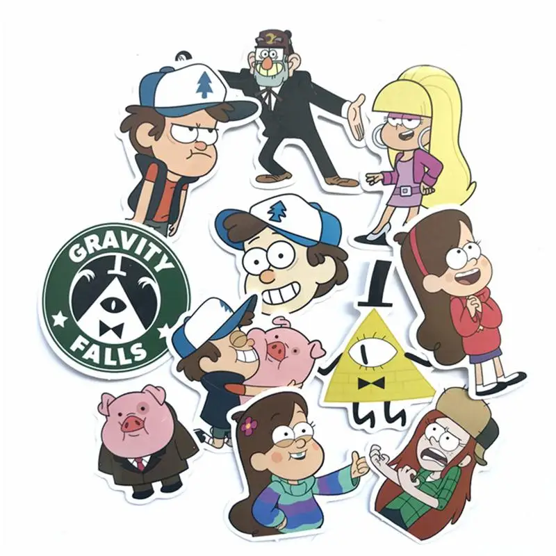 

10pcs/Lot Anime Graffiti Gravity Falls Stickers Scrapbooking Skateboard Guitar Moto Pegatinas Stitch Waterproof Cartoon Stickers