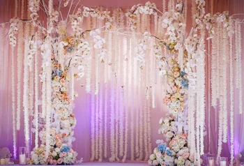 

Laeacco Wedding Stage Backdrop Blossom Flower Tassel Wreath Candle Curtain Child Portrait Backgrounds Photocall Photo Studio