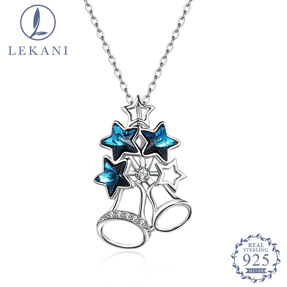 

LEKANI Crystal From Swarovski 925 Sterling Silver Necklace Explosion Personality Small Bells Stars Pendant Christmas Gift