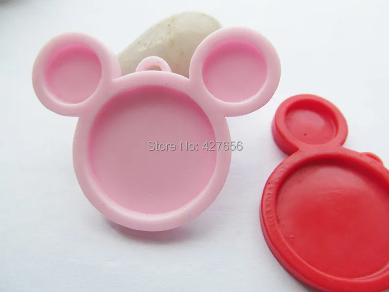 

Pink/Red Flatback Resin Mickey Charm Finding,Filigree Border Base Setting Tray, for 25mm Picture/Cabochon/Cameo