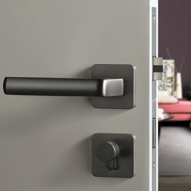  Gray /zinc alloy door handle Interior /Square Bedroom door lock Split Silent door lock Door hardwar - 33055248543