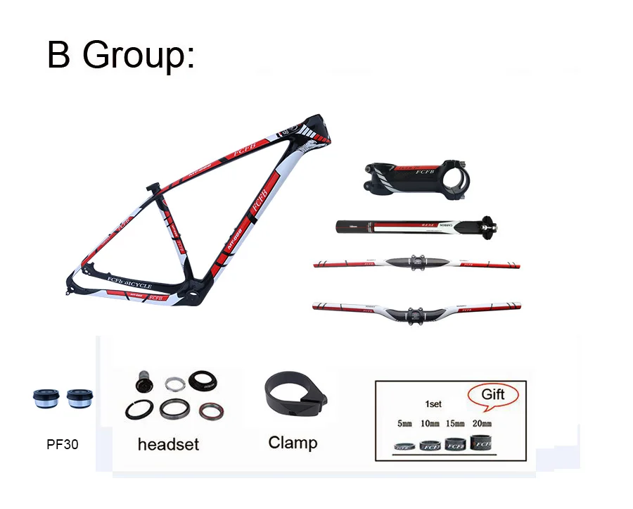 Flash Deal 2017 FCFB MTB carbon frame15/17/19/21inch bicycle 27er 29er carbon frame carbon mountain bike frame disc carbon mtb frame PF30 9