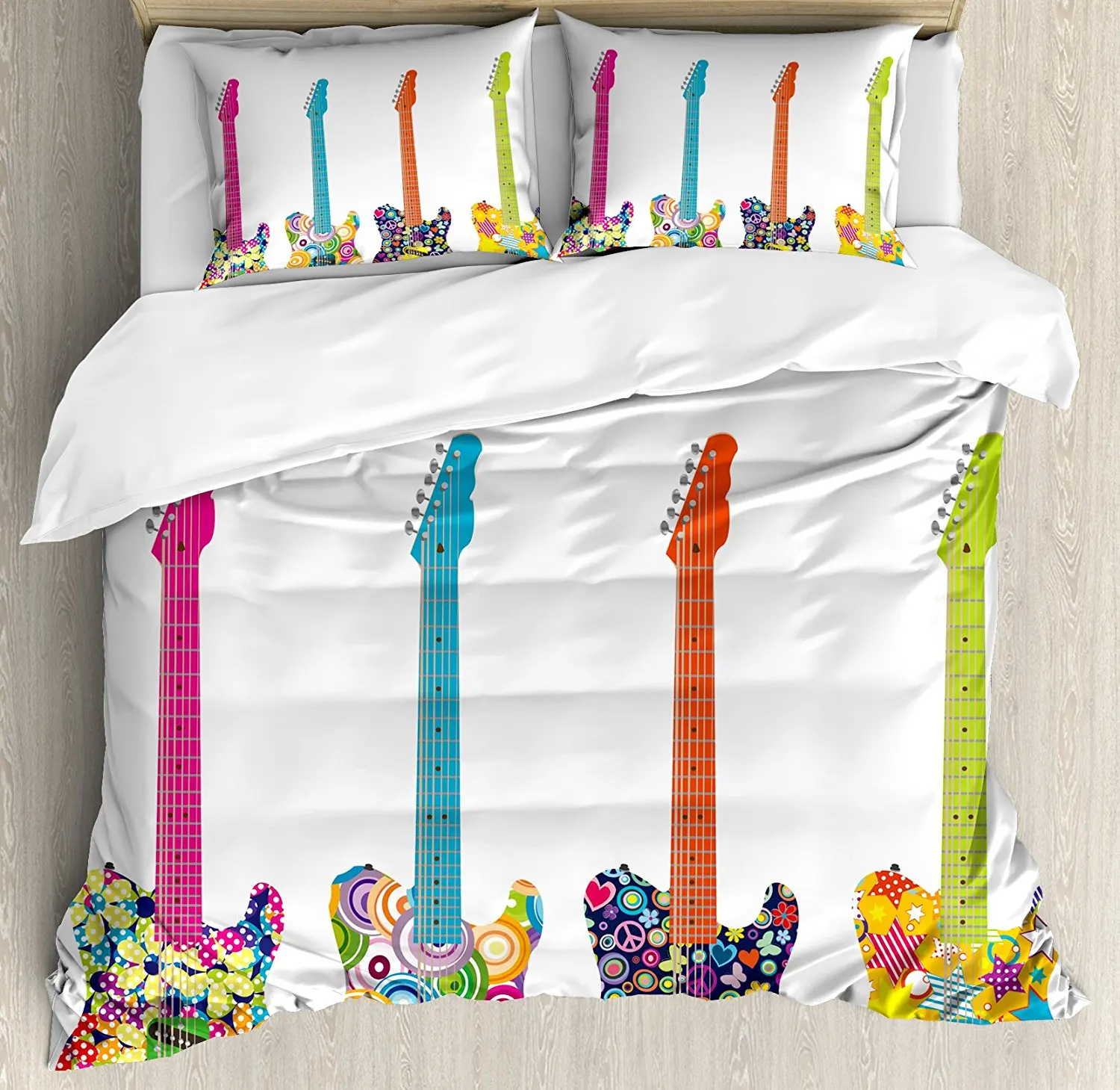 Popstar Party Duvet Cover Set Set Of Electric Guitars With