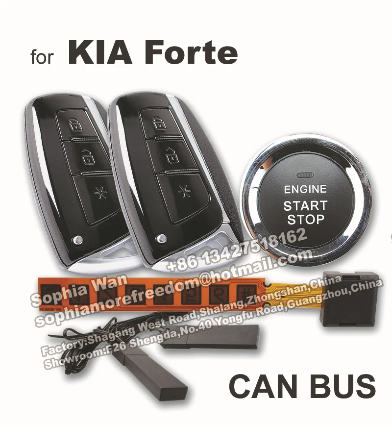 For Kia Forte Cerato Can Bus Pnp Car Alarm Push Button Start Smart Key