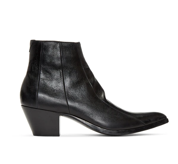 black cuban heel ankle boots