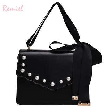 

Sweet Lady Square bag 2019 Fashion New Quality PU Leather Women's Designer Handbag Ribbon bow Tote bag Shoulder Messenger Bags