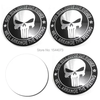

4pcs 56mm 5.6cm Car wheel center hub caps Aluminum Punisher Skull Logo Emblem Badge Sticker For VW For Benz For Audi For BMW