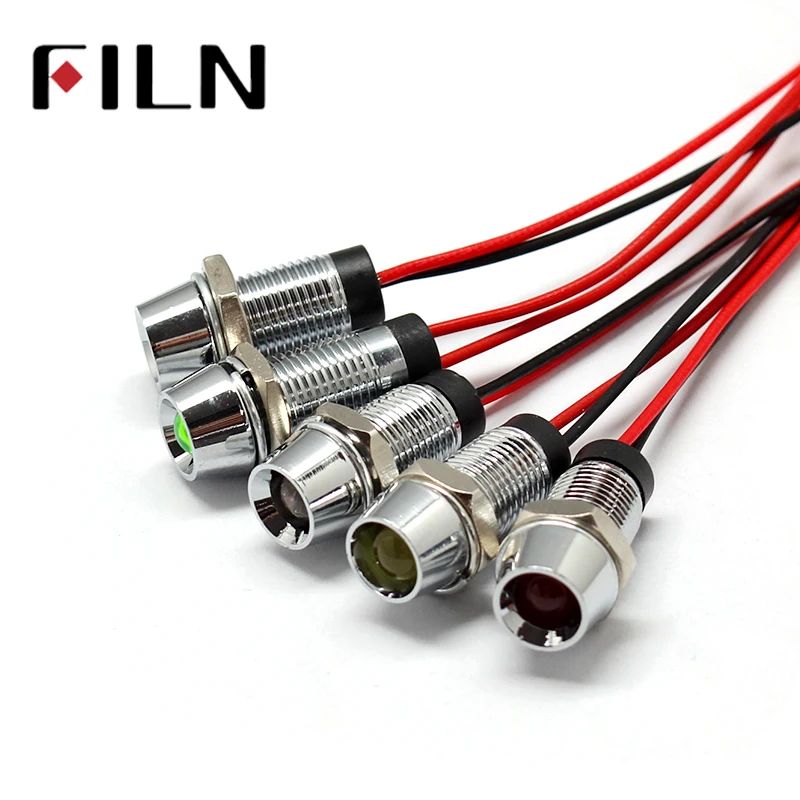 LED-Anzeige Warnsignal Licht 8mm Gewinde Metall 6V 12V 24V 220V Plattenmont M5C7