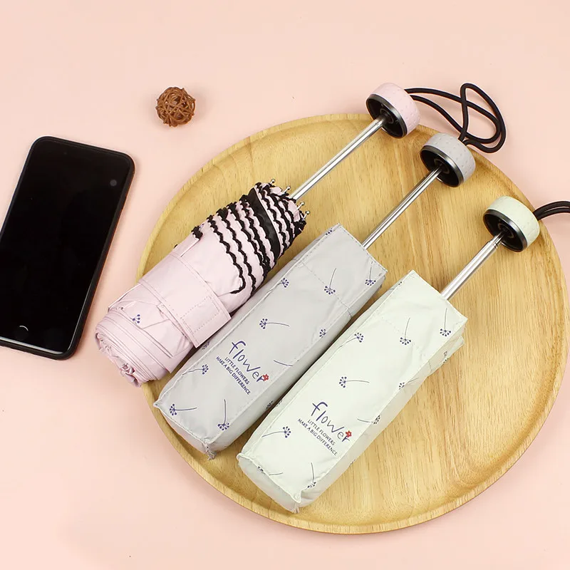 3.Umbrella Rain Women Folding Umbrellas Female Sunny Parasol Lovely Mini Pocket Umbrella Girls Travel Waterproof