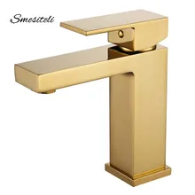 Smesiteli 10 anos de garantia estilo luxo acabamento de ouro latão torneira da bacia misturador água fria e quente da bacia único punho