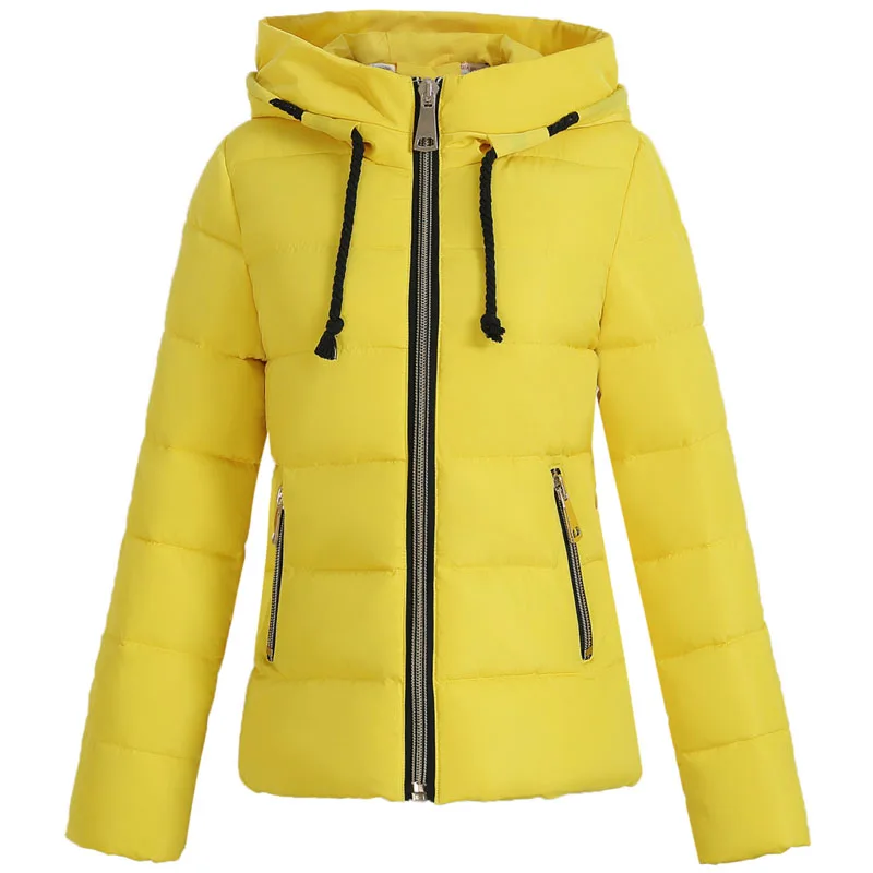 2018 Winter Jacket women Plus Size Womens Parkas Warm Outerwear solid hooded Coats Short Female Slim Cotton padded Casual tops