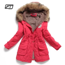 Nueva chaqueta de las mujeres del invierno medio-larga espesa más el tamaño 4XL outwear la capa wadded encapuchada parka delgado de algodón acolchado chaqueta abrigo