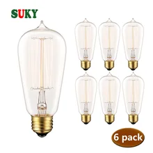 Эдисон лампы Ретро ST58 в винтажном стиле ncandescent лампы 110 В 220 Праздничные огни 40 Вт для домашнего декора