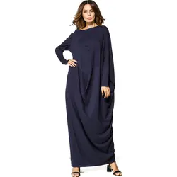 Повседневное свободные Стиль с длинным рукавом мусульманское длинное платье Ближний Восток Абаи футболка Стиль длинный халат Moroccan Бурка