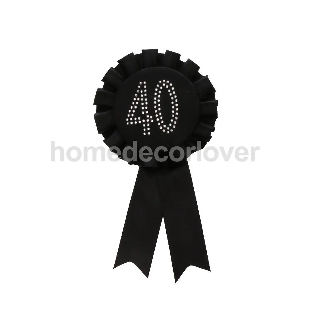 Блестящая СТРАЗА номер 18 21 30 40 50 60 наградная лента розетка значок брошь день рождения любимая черная Роза - Цвет: Black 40