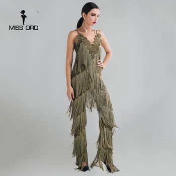 MISSORD 2017 Sexy sleeveless V-NECK  halter lace tassel jumpsuits FT4661-2