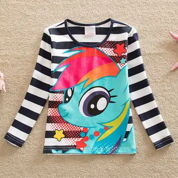 2019 Fashion Children Clothes For Girls T-shirt Striped Kids Tops Spring Long Sleeve Girls t shirt Cotton Cartoon Flower Unicorn 5