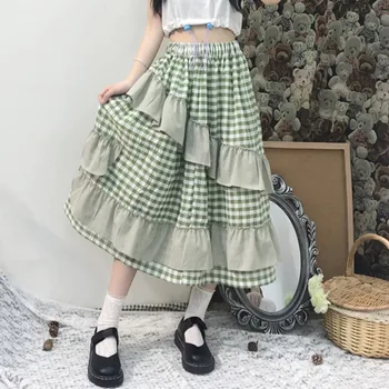 

Summer Japanese Women's New 2019 Sweet High Waist Slim Skirt Loose A-line Mid-length Mori Girl Cute Fashion Skirt