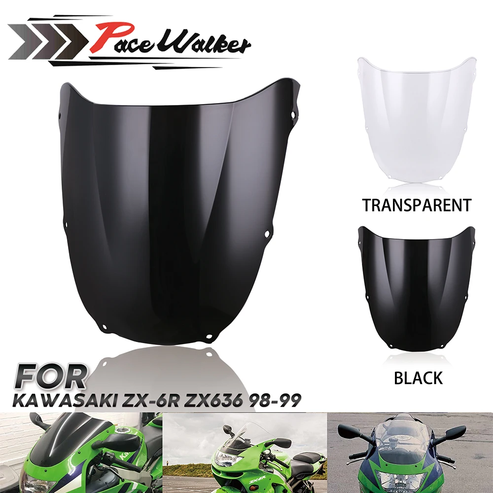 

Hot Sale Motorcycle Windshield WindScreen For Kawasaki NINJA ZX6R 636 ZX-6R 1998-1999 ZX 6R 98 99 Double Bubble