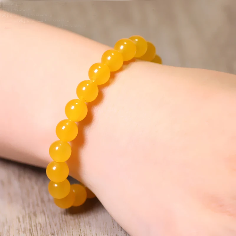 Желтый Гладкий Круглый бисер браслеты натуральный эластичный браслет с камнями эластичный Pulserase Diy Ювелирные изделия расширяемый драгоценный камень Bijoux Мода