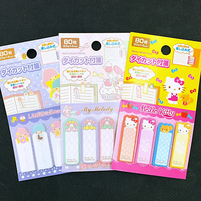 

80 /100 Pages Kawaii Melody Litter Twin Stars Stick Label Memo Pad Sticky Notes School Supply Student Stationery