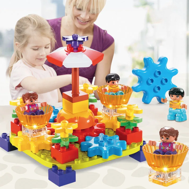 

49 pcs large particles compatible lighting Gears 3D rotating Building Blocks Kits DIY Bricks Educational Toys For Kids Children