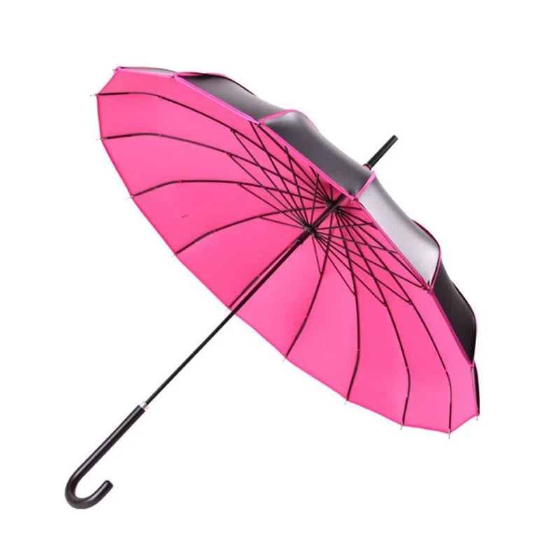 10pcs Long handle UV Protection Black Coating Pagoda Umbrella Sunny