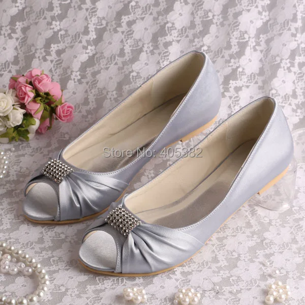 Hot Ing Silver Satin Bridal Wedding Shoes Ballet Flats Crystal Hot Ing Silver Satin Bridal Wedding Shoes Ballet Flats Crystal P Toe