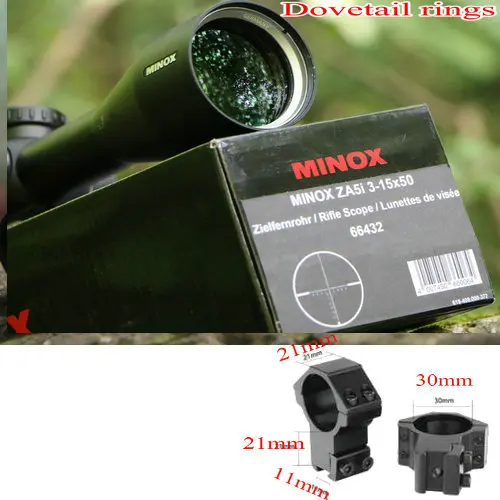 MINOX ZA 5i 3-15x50 прицелы для охоты подсвеченный красным стеклом Выгравированная сетка Боковая регулировка параллакса стопор башни сброс охотничий троп - Цвет: with dovetail rings