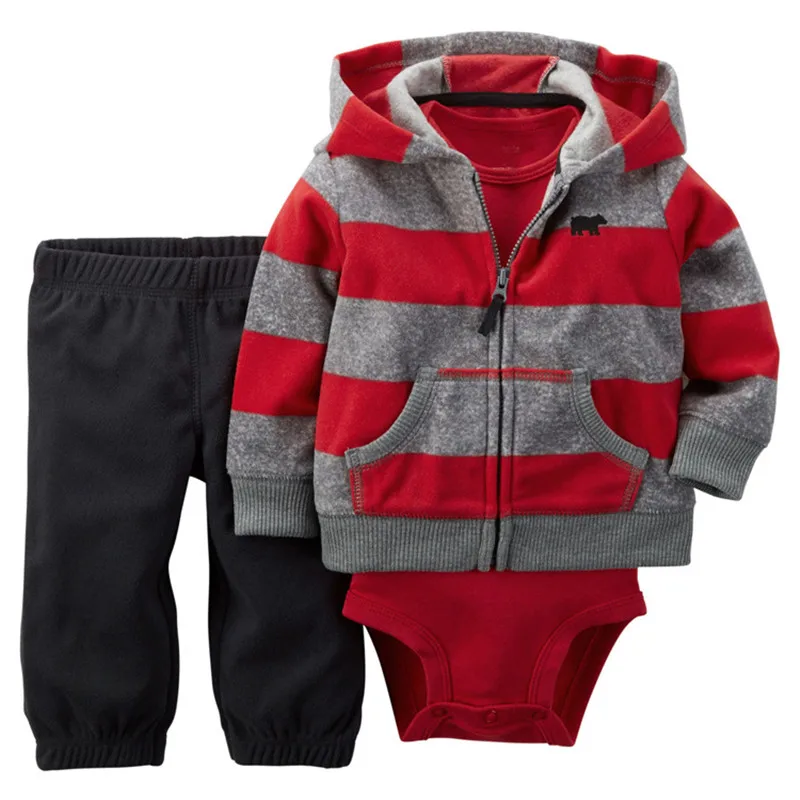 Комплект из 3 предметов, детский флисовый кардиган, 1 куртка на молнии с капюшоном+ штаны+ комбинезон, хлопок, весна, одежда для маленьких мальчиков и девочек - Цвет: Type 1
