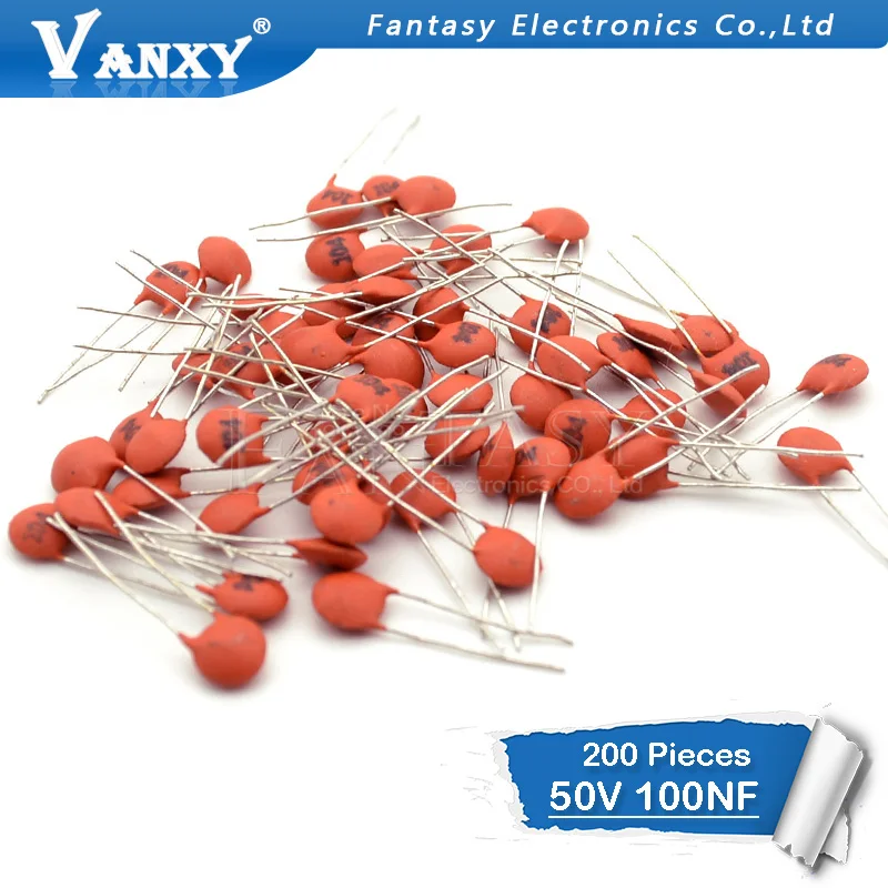 

200PCS Ceramic capacitors 50V 100NF 0.1UF 104 Ceramic dielectric Capacitor