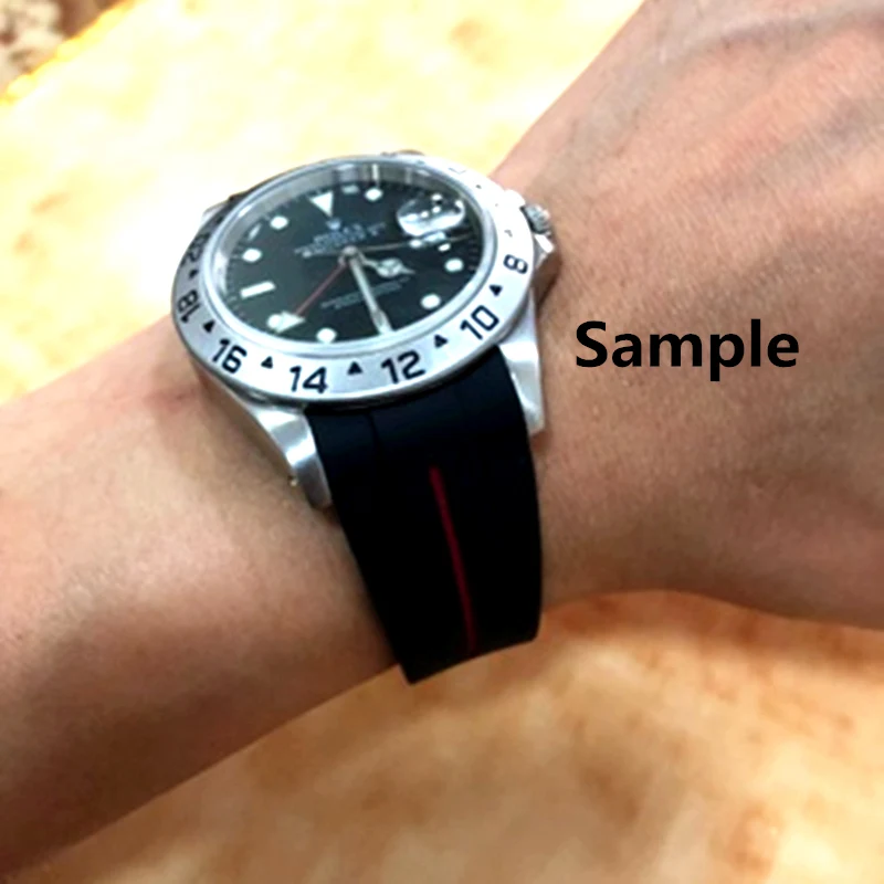20mm New Fashion Black Curved End Silicone Rubber Watchband For Role strap Daytona Submariner GMT explorer 2 Bracelet