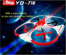 Newest ATTOP YD-716 RC Drone 4 Ch 2.4G 6-Axis Flight Control UFO Quadcopter with LED Light 3D Eversion Electric Helicopter