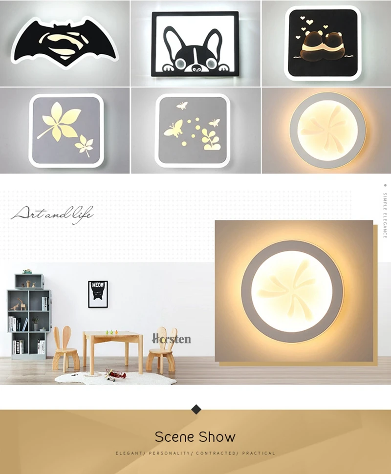 Creative LED Wall Lamp LED Sconce Light Acrylic Mini Home Decoration Wall Light For Kids Baby Bedroom Bedside Restroom Bedside Sconces (3)
